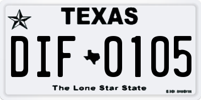 TX license plate DIF0105