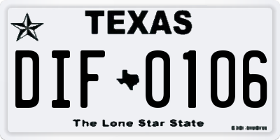 TX license plate DIF0106
