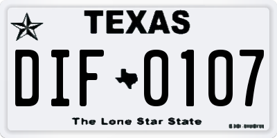 TX license plate DIF0107