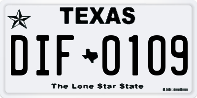 TX license plate DIF0109