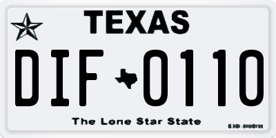 TX license plate DIF0110