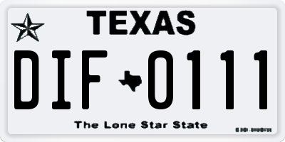 TX license plate DIF0111