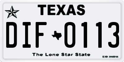 TX license plate DIF0113