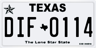 TX license plate DIF0114