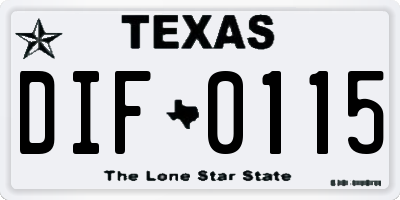 TX license plate DIF0115