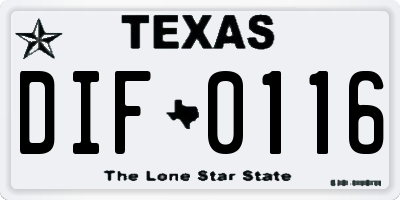 TX license plate DIF0116