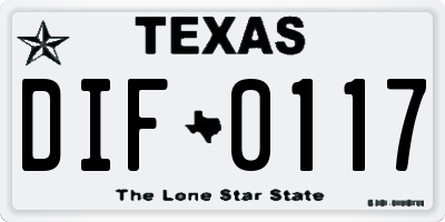 TX license plate DIF0117