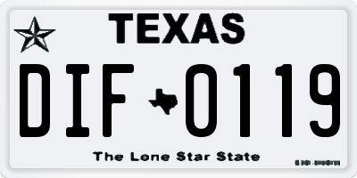 TX license plate DIF0119