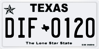 TX license plate DIF0120