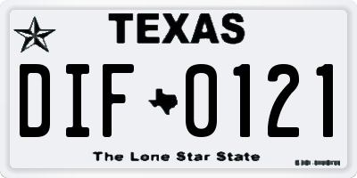 TX license plate DIF0121