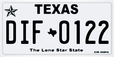 TX license plate DIF0122