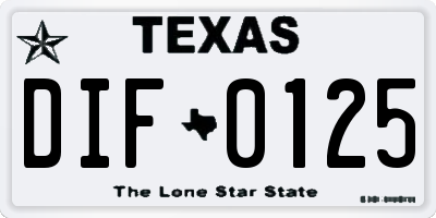 TX license plate DIF0125