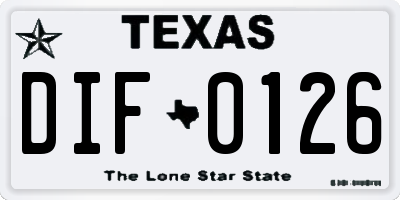 TX license plate DIF0126