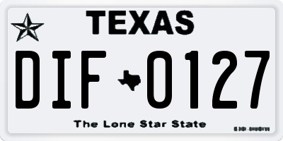 TX license plate DIF0127