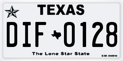 TX license plate DIF0128