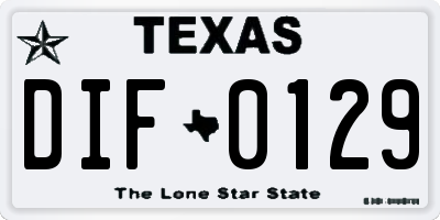 TX license plate DIF0129