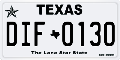 TX license plate DIF0130