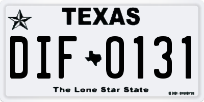 TX license plate DIF0131