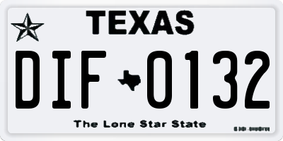 TX license plate DIF0132