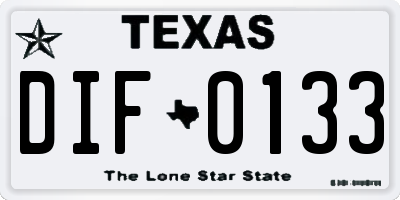 TX license plate DIF0133