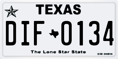 TX license plate DIF0134