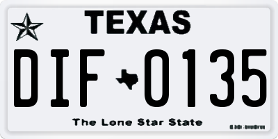 TX license plate DIF0135