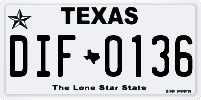 TX license plate DIF0136