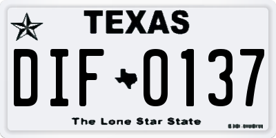 TX license plate DIF0137