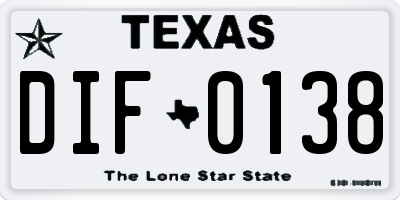 TX license plate DIF0138