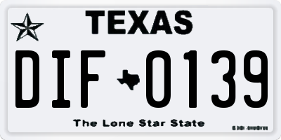 TX license plate DIF0139