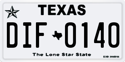 TX license plate DIF0140