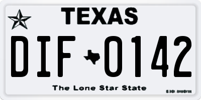 TX license plate DIF0142