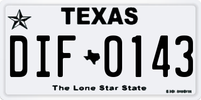 TX license plate DIF0143
