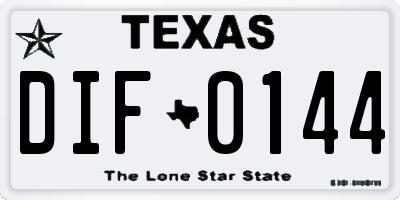 TX license plate DIF0144