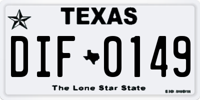 TX license plate DIF0149