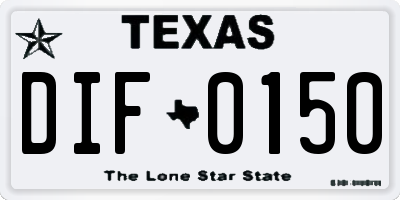 TX license plate DIF0150