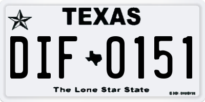 TX license plate DIF0151