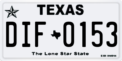 TX license plate DIF0153