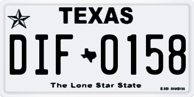 TX license plate DIF0158