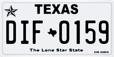 TX license plate DIF0159