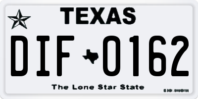TX license plate DIF0162