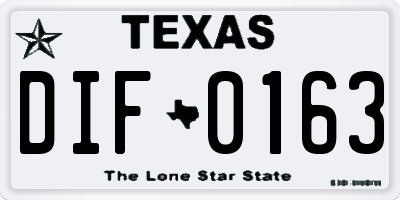 TX license plate DIF0163