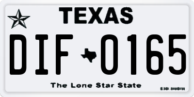 TX license plate DIF0165