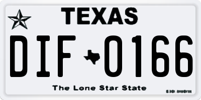 TX license plate DIF0166