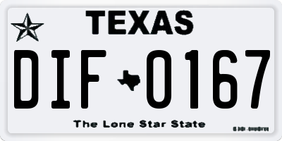 TX license plate DIF0167