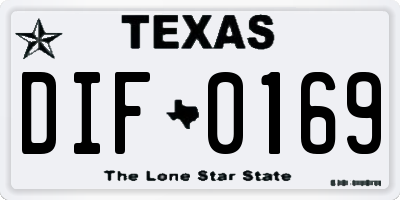 TX license plate DIF0169