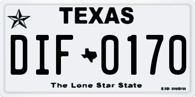 TX license plate DIF0170