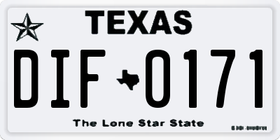 TX license plate DIF0171