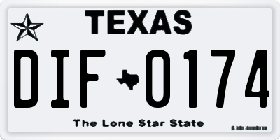 TX license plate DIF0174