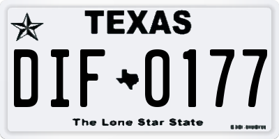 TX license plate DIF0177